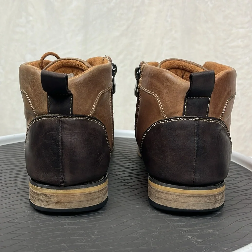 Steve Madden Johnnie Brown Leather Lace Side Zip Mens Dress Chukka Boots